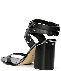 Michael Kors Irene Studded Leather Block Heel Sandals