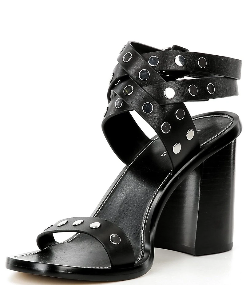 Michael Kors Irene Studded Leather Block Heel Sandals
