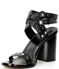 Michael Kors Irene Studded Leather Block Heel Sandals