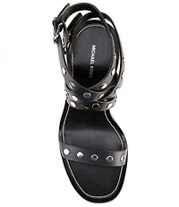 Michael Kors Irene Studded Leather Block Heel Sandals