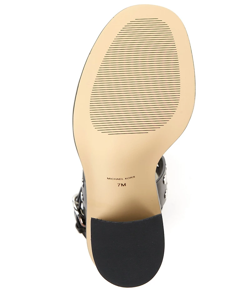 Michael Kors Irene Studded Leather Block Heel Sandals