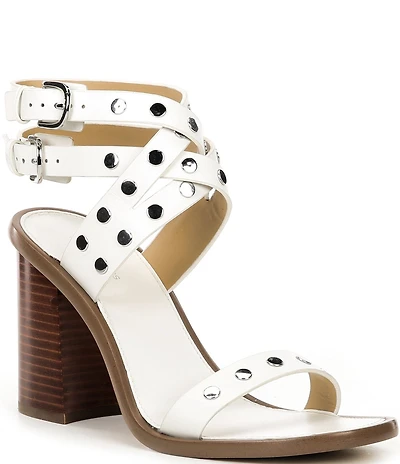 Michael Kors Irene Studded Leather Block Heel Sandals