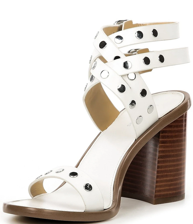 Michael Kors Irene Studded Leather Block Heel Sandals