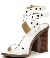 Michael Kors Irene Studded Leather Block Heel Sandals