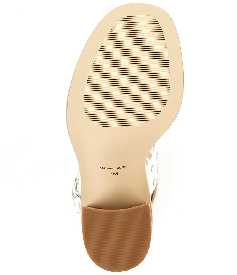 Michael Kors Irene Studded Leather Block Heel Sandals