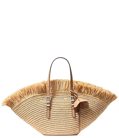 Michael Kors Isa Resort Small Fan Straw Tote Bag