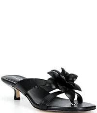 Michael Kors Jacie Leather Flower Kitten Heel Slide Sandals