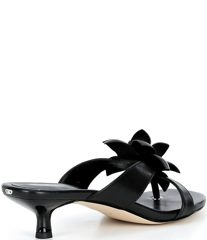 Michael Kors Jacie Leather Flower Kitten Heel Slide Sandals