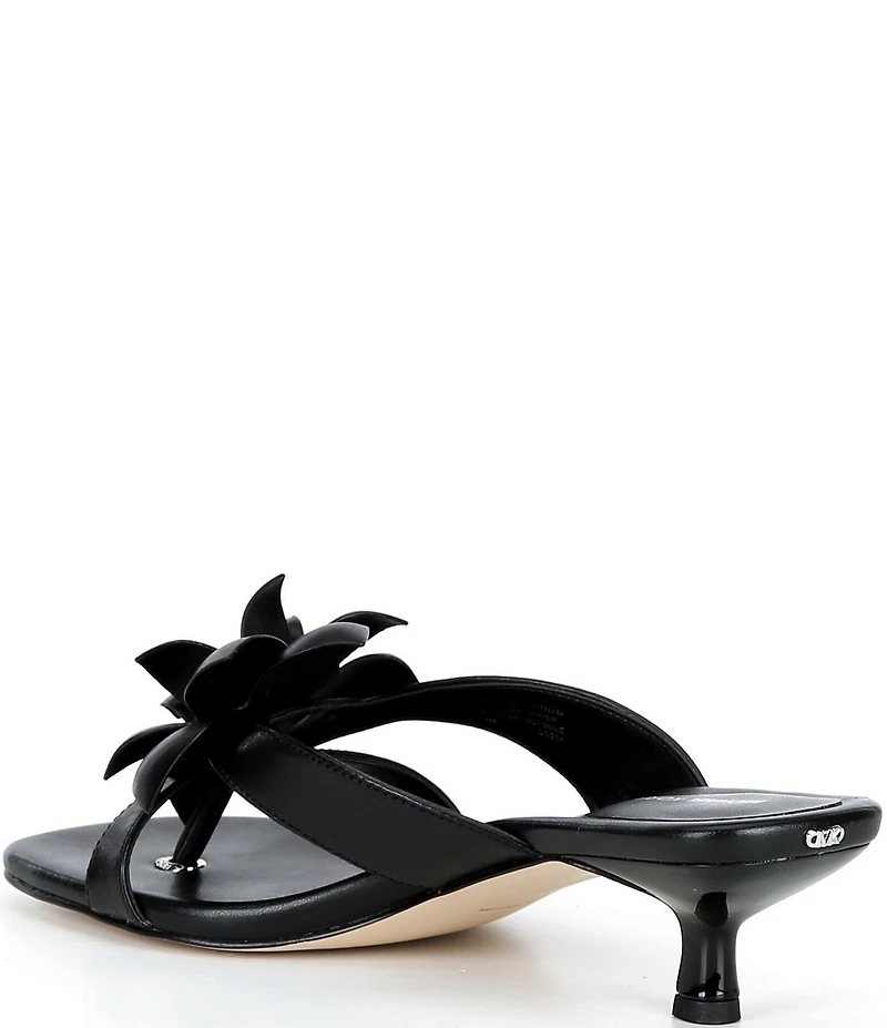 Michael Kors Jacie Leather Flower Kitten Heel Slide Sandals