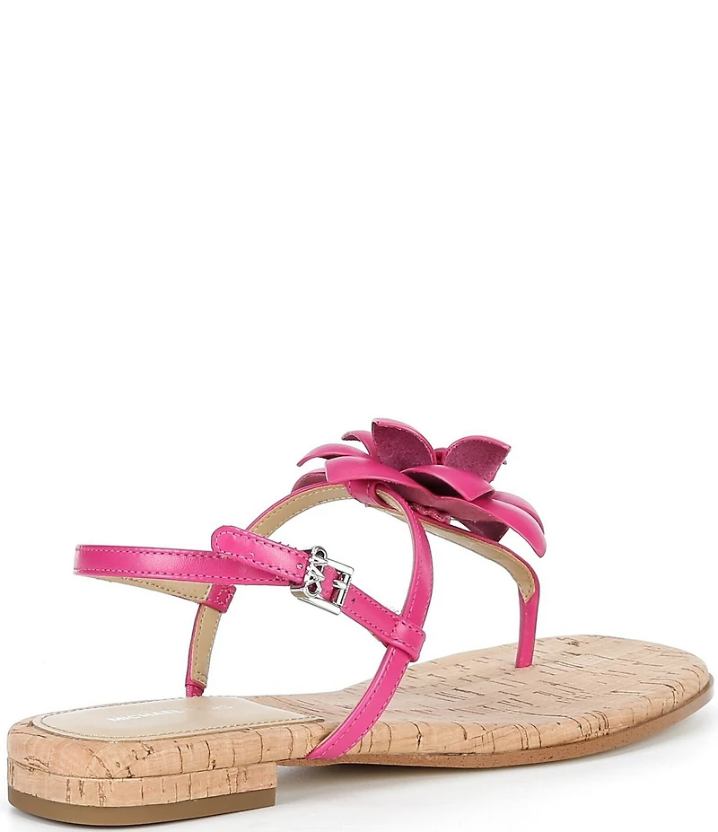 Michael Kors Jacie Leather Flower Thong Flat Sandals