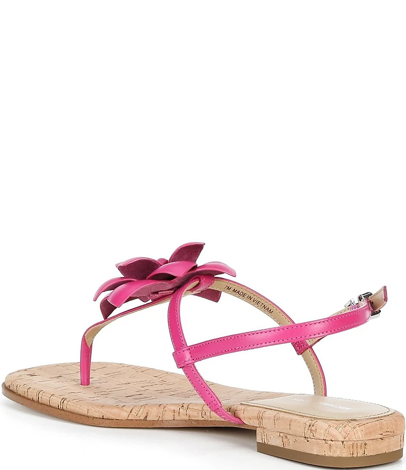 Michael Kors Jacie Leather Flower Thong Flat Sandals