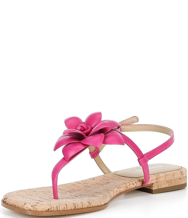 Michael Kors Jacie Leather Flower Thong Flat Sandals