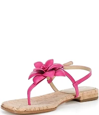 Michael Kors Jacie Leather Flower Thong Flat Sandals