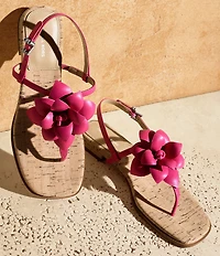 Michael Kors Jacie Leather Flower Thong Flat Sandals