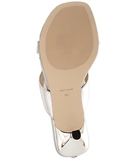 Michael Kors Jacie Metallic Leather Flower Kitten Heel Slide Sandals