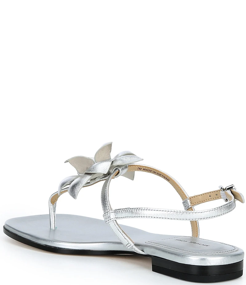 Michael Kors Jacie Metallic Leather Flower Thong Sandals