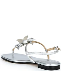 Michael Kors Jacie Metallic Leather Flower Thong Sandals
