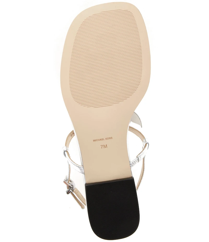 Michael Kors Jacie Metallic Leather Flower Thong Sandals