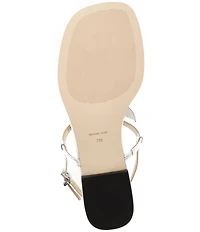 Michael Kors Jacie Metallic Leather Flower Thong Sandals