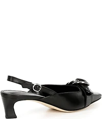 Michael Kors Jaden Leather Buckle Hardware Kitten Heel Slingback Pumps