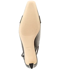 Michael Kors Jaden Leather Buckle Hardware Kitten Heel Slingback Pumps