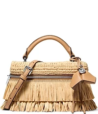Michael Kors Jana XS Crochet Straw Fringe Top Handle Crossbody Bag