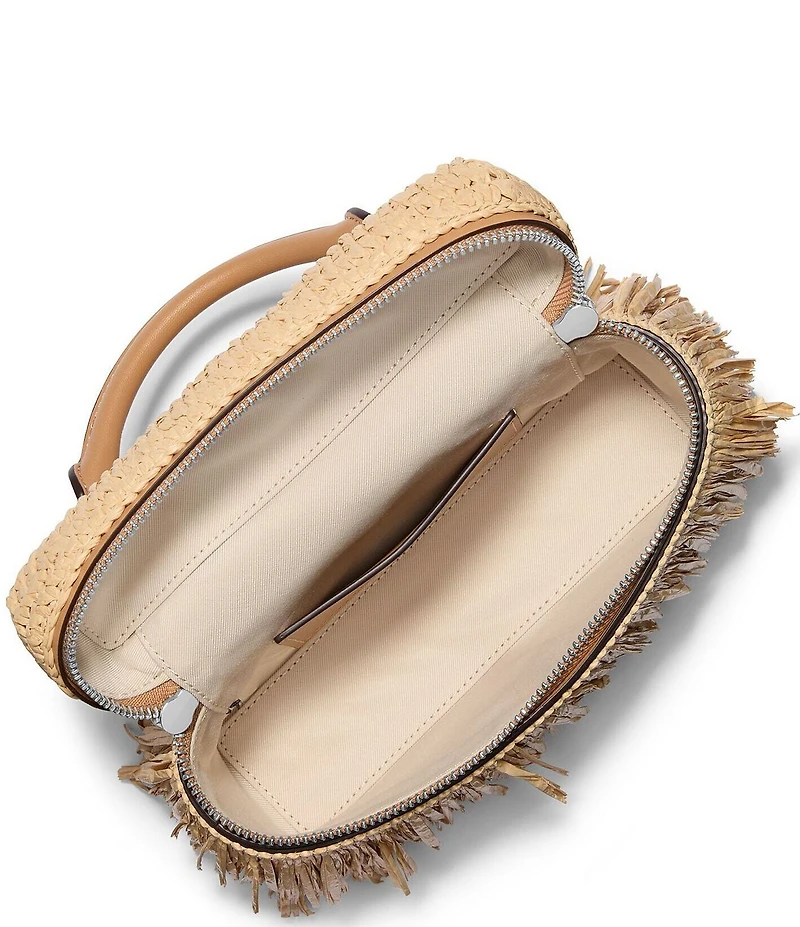 Michael Kors Jana XS Crochet Straw Fringe Top Handle Crossbody Bag