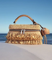 Michael Kors Jana XS Crochet Straw Fringe Top Handle Crossbody Bag