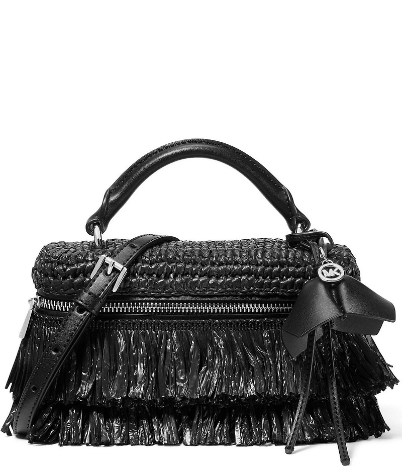 Michael Kors Jana XS Crochet Straw Fringe Top Handle Crossbody Bag