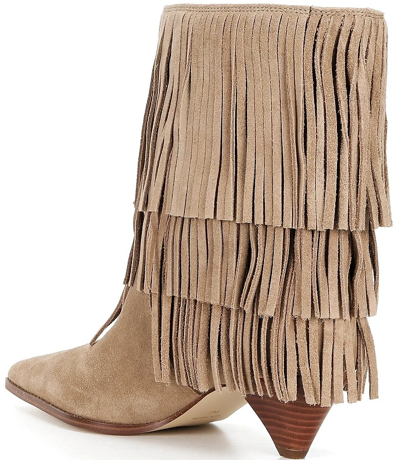 Michael Kors Jayla Suede Fringe Cone Heel Booties