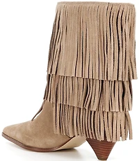 Michael Kors Jayla Suede Fringe Cone Heel Booties