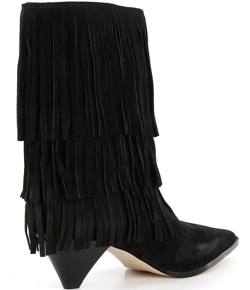 Michael Kors Jayla Suede Fringe Cone Heel Booties
