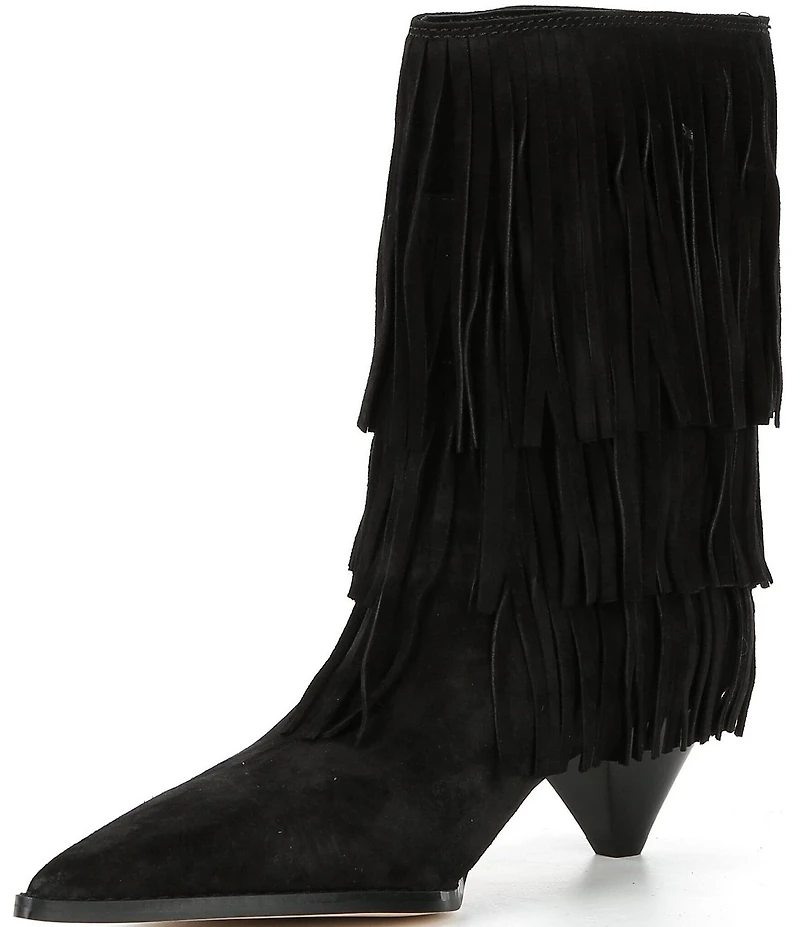 Michael Kors Jayla Suede Fringe Cone Heel Booties