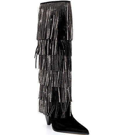 Michael Kors Jayla Suede Fringe Nailhead Tall Boots