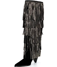 Michael Kors Jayla Suede Fringe Nailhead Tall Boots