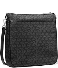 Michael Kors Jet Set Black Signature Logo Charm Large South Crossbody Bag
