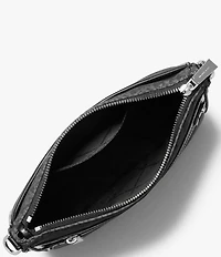 Michael Kors Jet Set Black Signature Logo Charm Large South Crossbody Bag