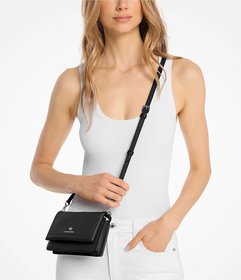 Michael Kors Jet Set Charm Pebbled Embossed Leather Small Phone Crossbody Bag