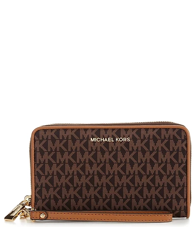 Michael Kors Jet Set Large Logo Print Contrast Trim Smartphone Wristlet