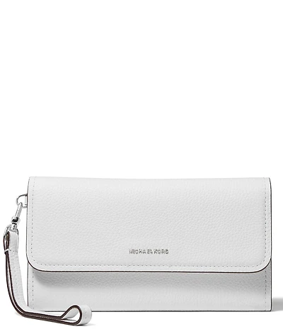 Michael Kors Jet Set Matte Pebbled Leather Medium Flap Double Zip Wristlet