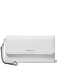 Michael Kors Jet Set Matte Pebbled Leather Medium Flap Double Zip Wristlet