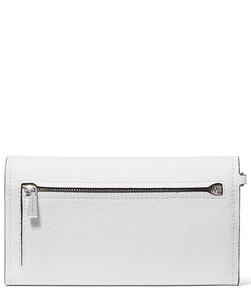 Michael Kors Jet Set Matte Pebbled Leather Medium Flap Double Zip Wristlet