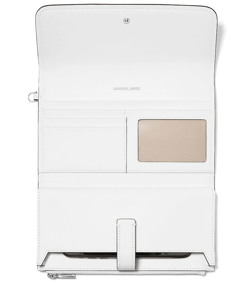 Michael Kors Jet Set Matte Pebbled Leather Medium Flap Double Zip Wristlet