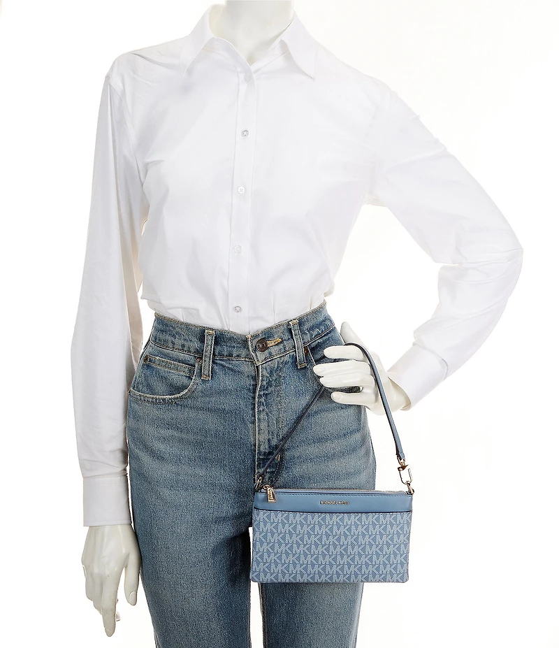 Michael Kors Jet Set Medium Top Zip Convertible Wristlet Shoulder Bag