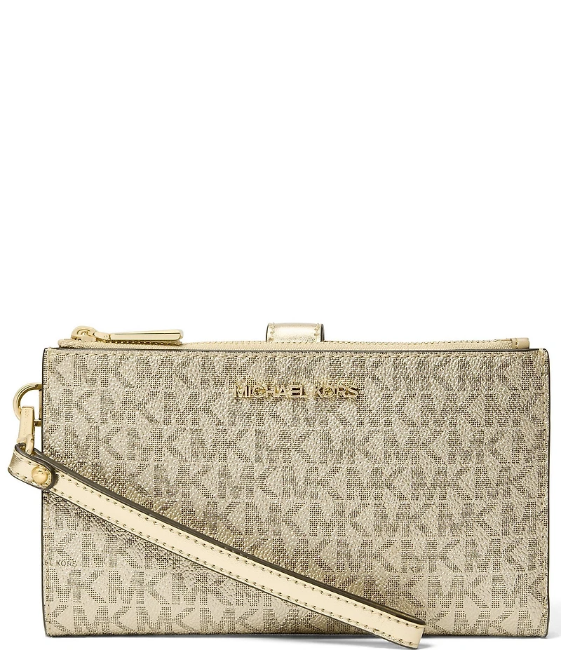Michael Kors Jet Set Metallic Signature Logo Double Zip Wristlet