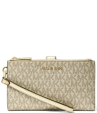 Michael Kors Jet Set Metallic Signature Logo Double Zip Wristlet