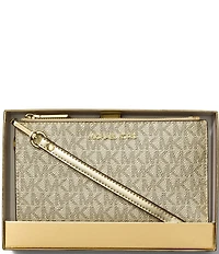 Michael Kors Jet Set Metallic Signature Logo Double Zip Wristlet