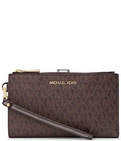 Michael Kors Jet Set Metallic Signature Logo Double Zip Wristlet