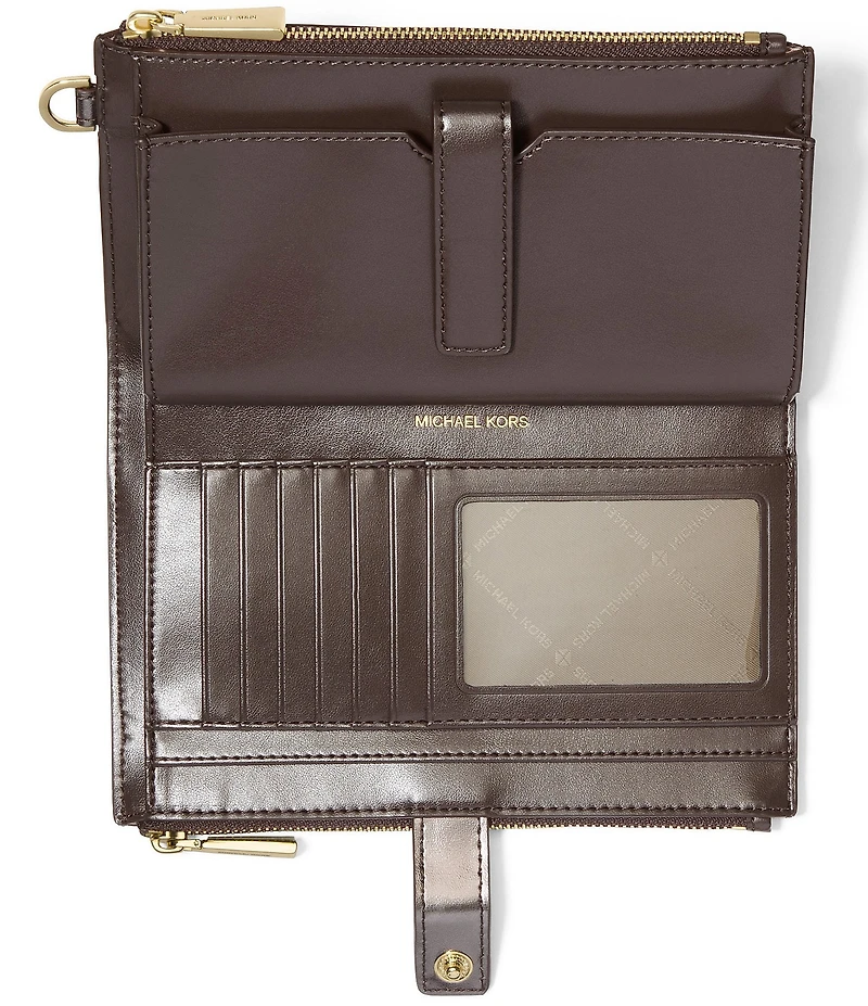 Michael Kors Jet Set Metallic Signature Logo Double Zip Wristlet