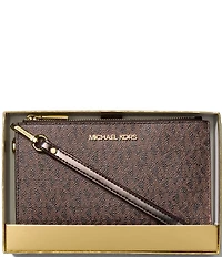 Michael Kors Jet Set Metallic Signature Logo Double Zip Wristlet